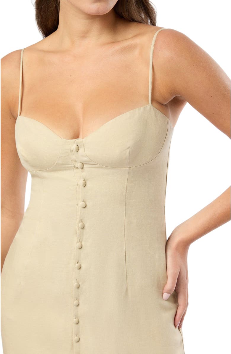 Onia Air Linen Corset Midi Dress, Alternate, color, Jute