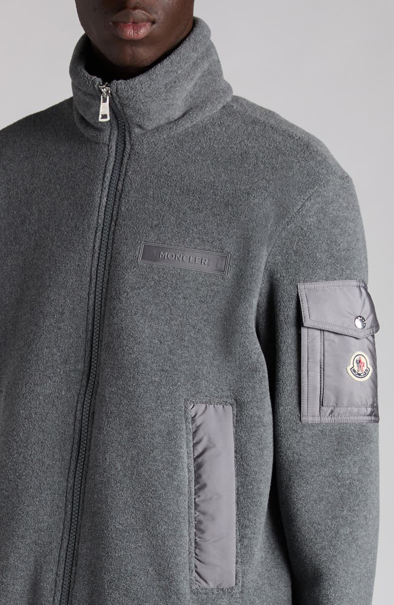 Moncler Fleece Jacket, Alternate, color, Iron Gray Melange