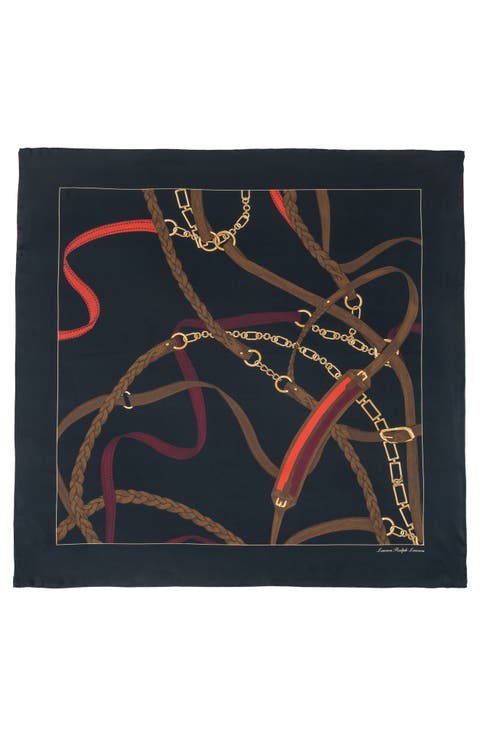 Belting Print Square Silk Scarf