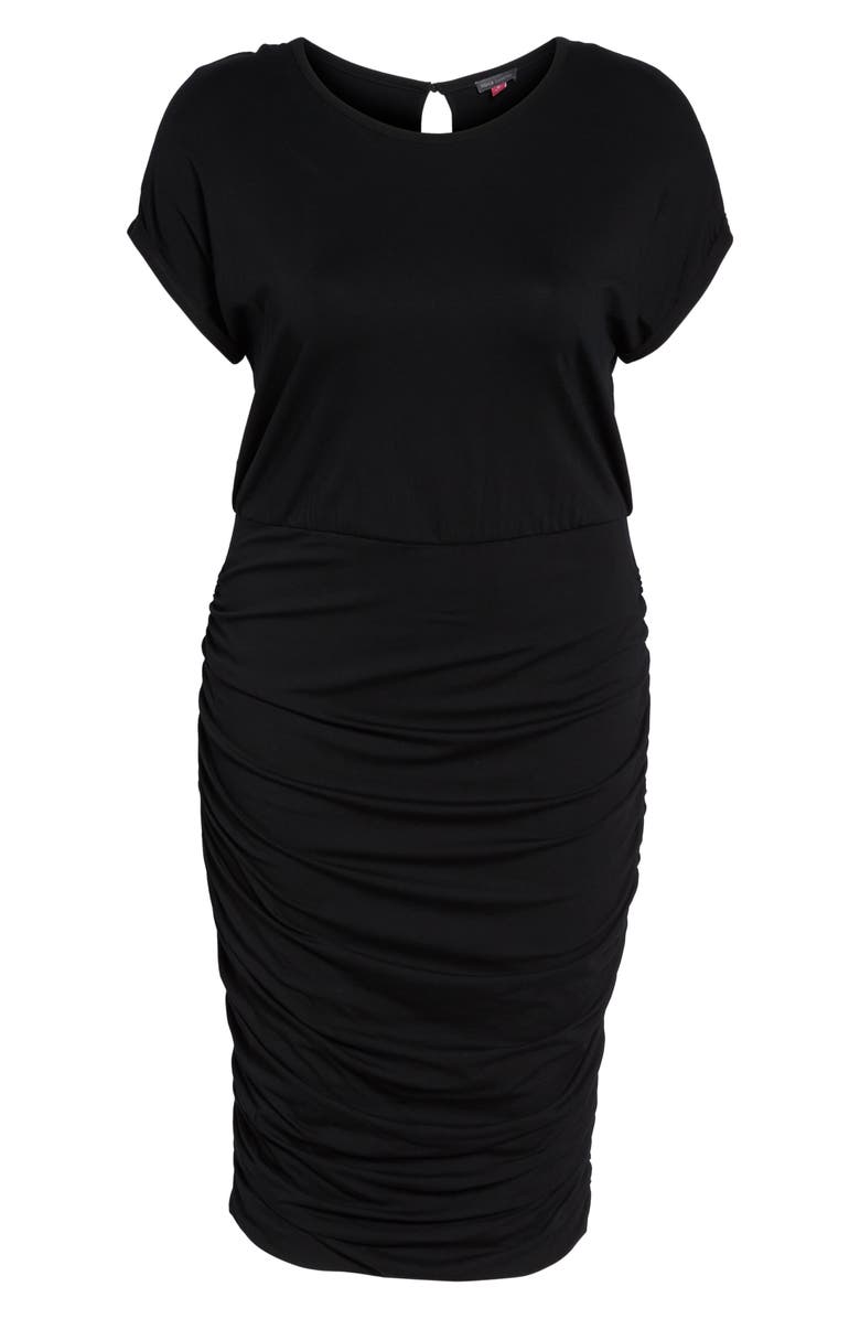 Vince Camuto Side Ruched Jersey Midi Dress, Alternate, color,