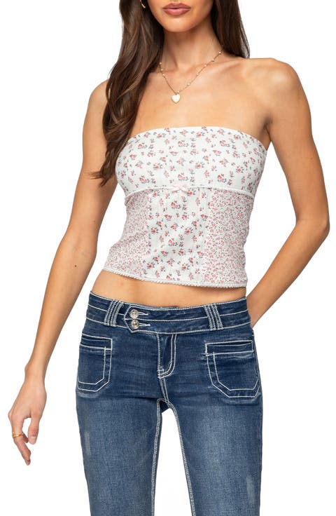 Floral Pointelle Tube Top