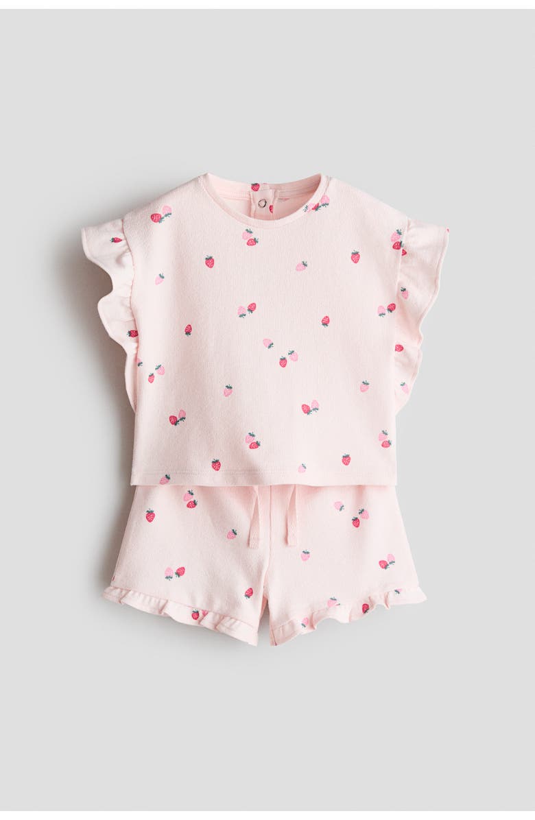 H&M 2-piece patterned cotton set, Main, color, Light Pink/Strawberries