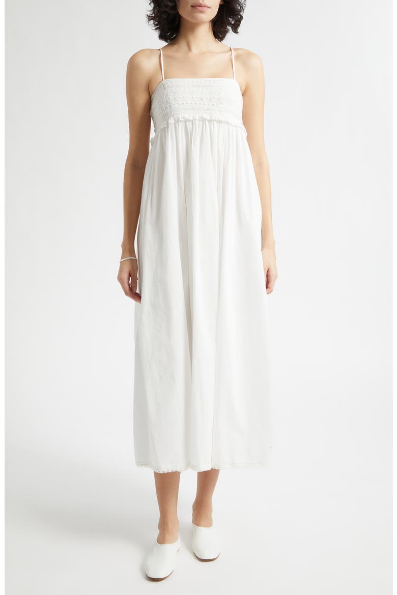 Danielle Embroidered Ruffle Cotton Sundress, Main, color, VINTAGE WHITE