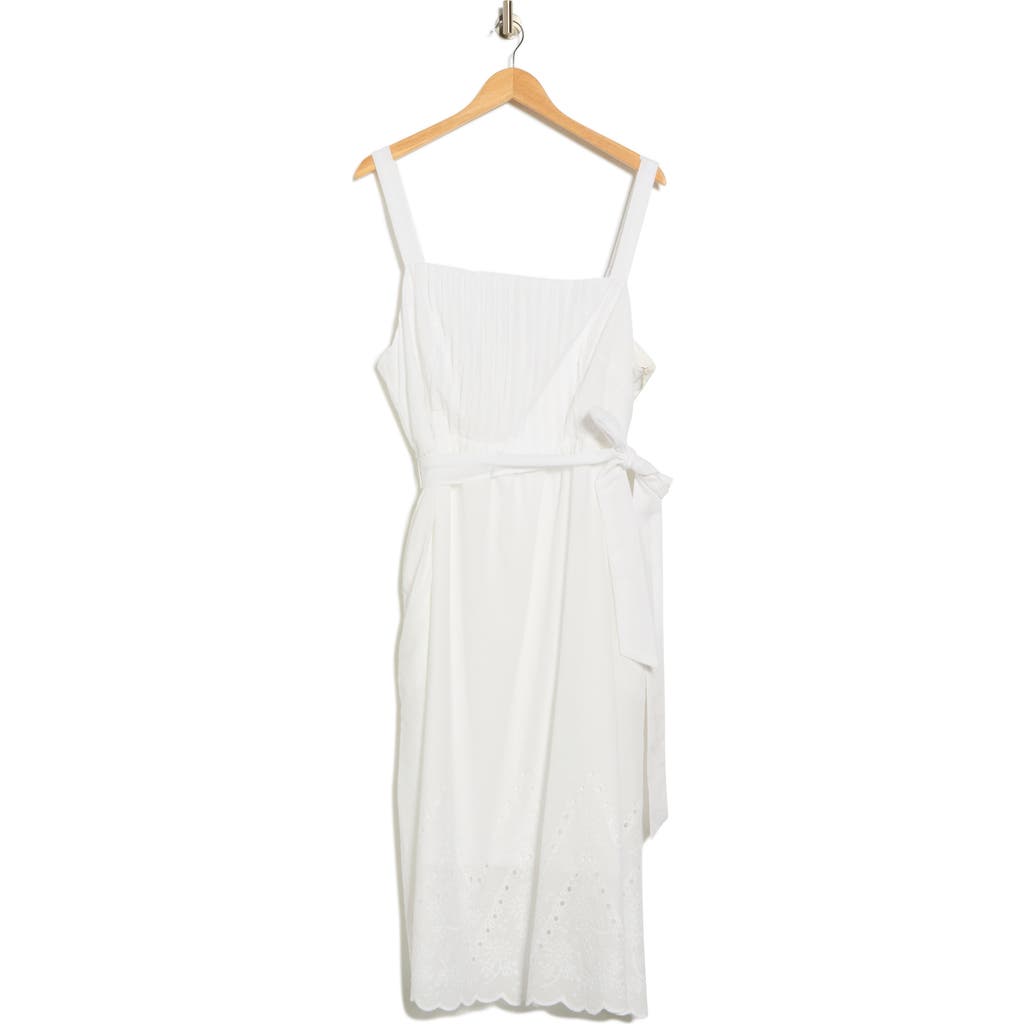 Julia Jordan Tie Waist Cotton Gauze Maxi Dress In White