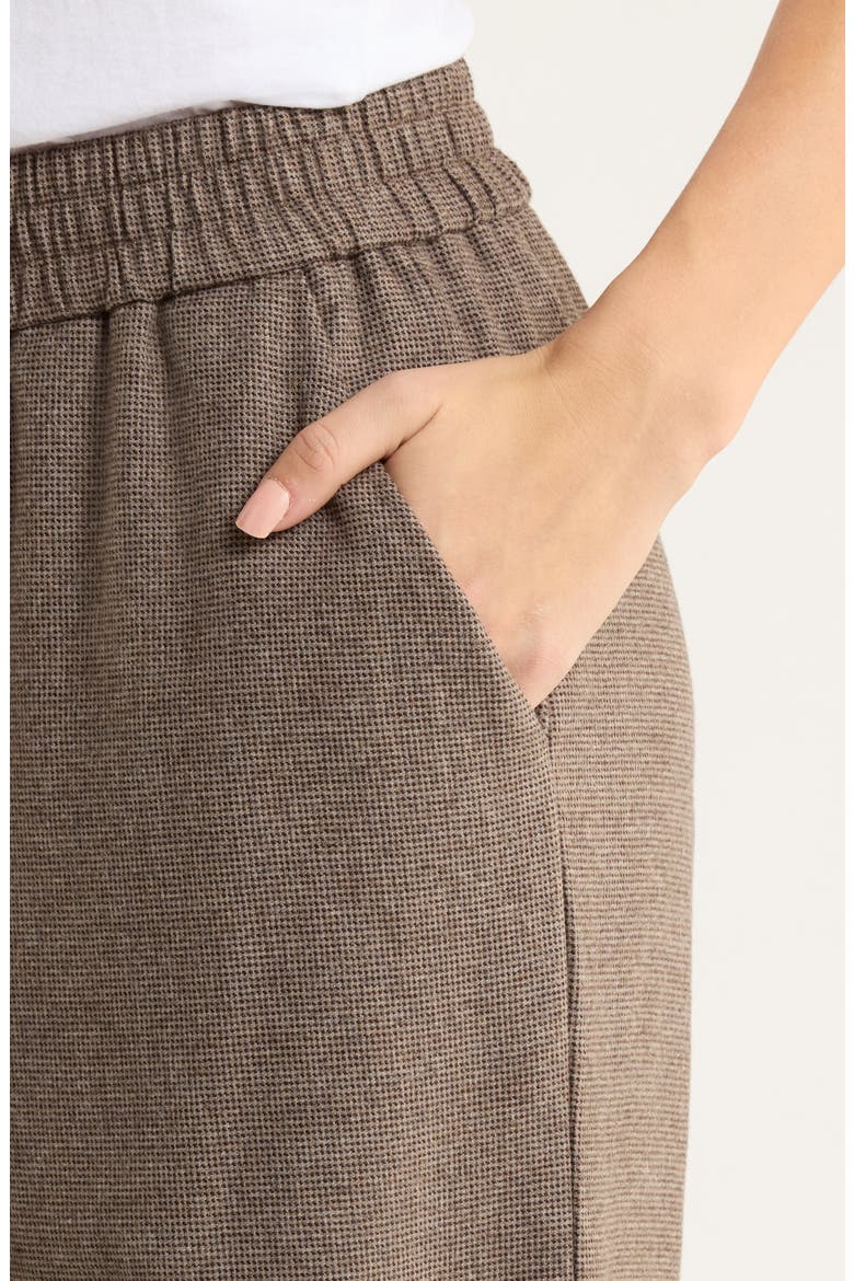 Allison Houndstooth Pull-On Wide Leg Moleskin Pants, Alternate, color, BROWN HOUNDSTOOTH