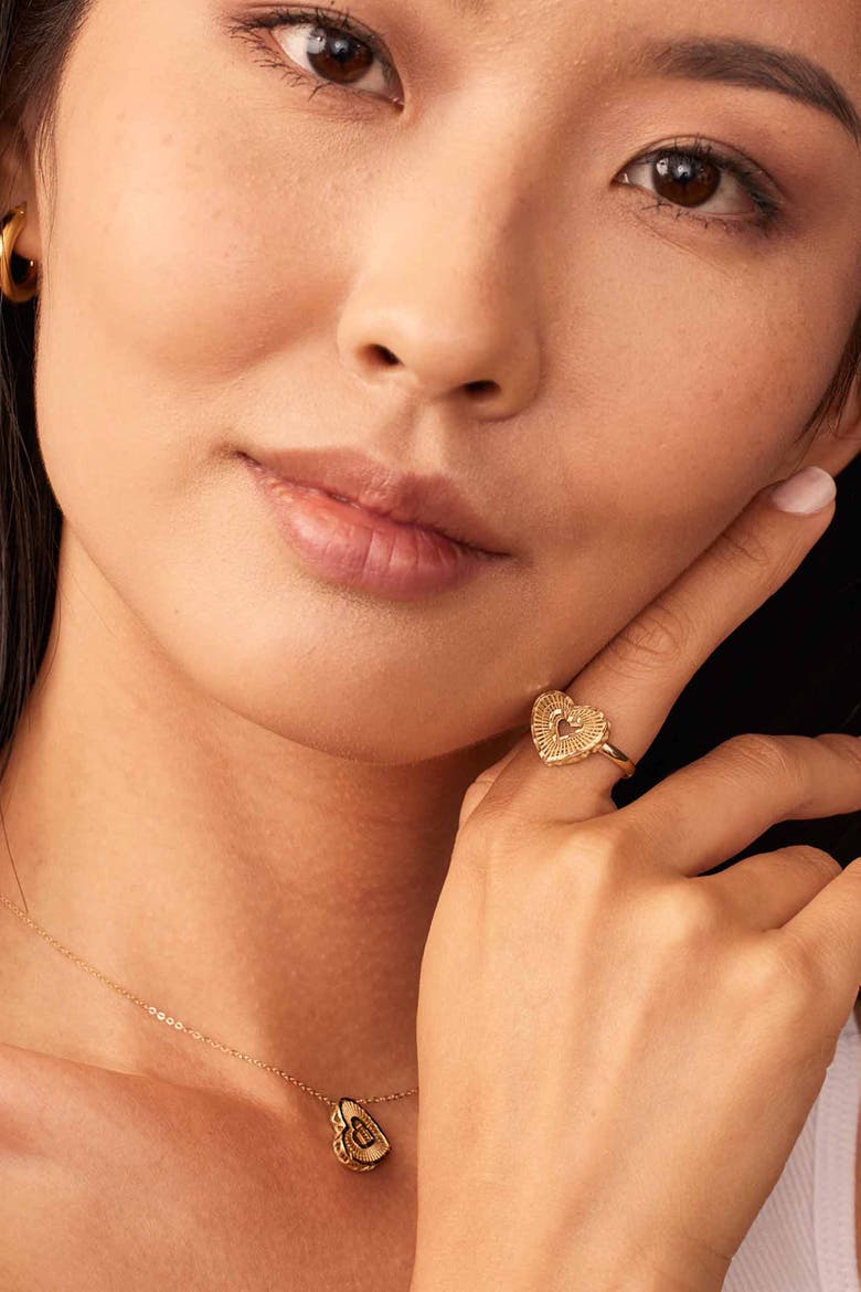 14K Gold Icon Heart Ring, Alternate, color, Yellow Gold