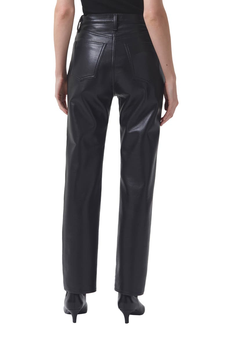 '90s Pinch Waist Recycled Leather High Waist Pants, Alternate, color, SHADOW