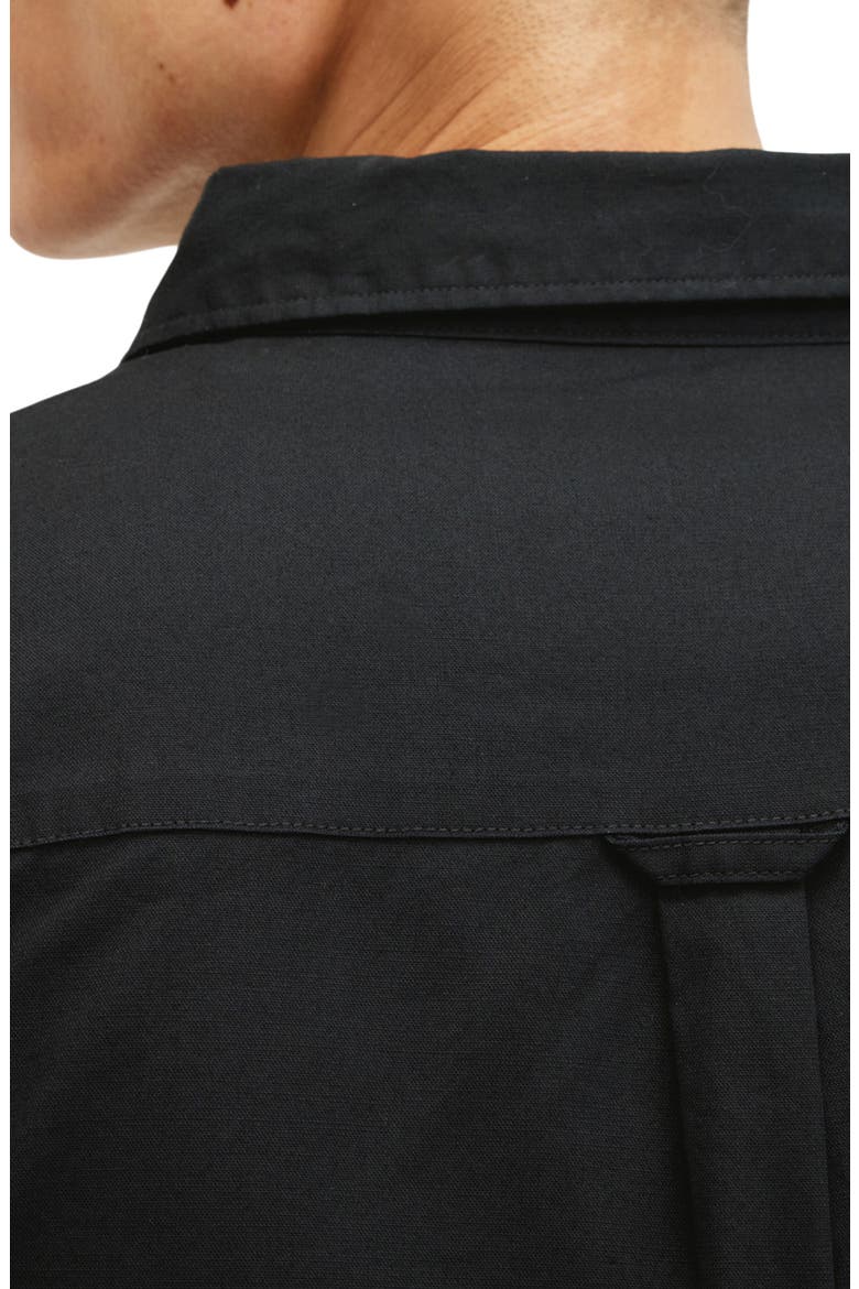 Hawthorne Solid Stretch Cotton Button-Up Shirt, Alternate, color, BLACK