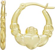 FZN Kids' 14K Gold Plated Sterling Silver Claddagh Hoop Earrings