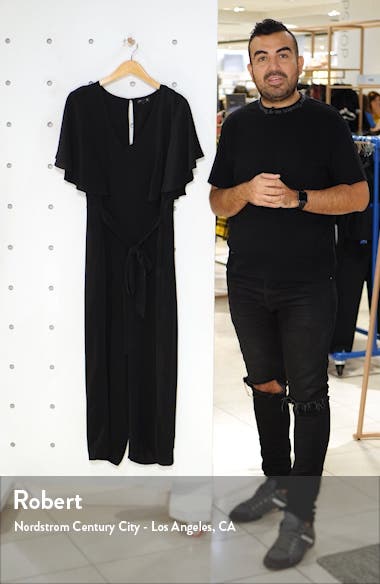 City Chic Romantic Flutter Sleeve Wide Leg Jumpsuit (Women) | Nordstromrack