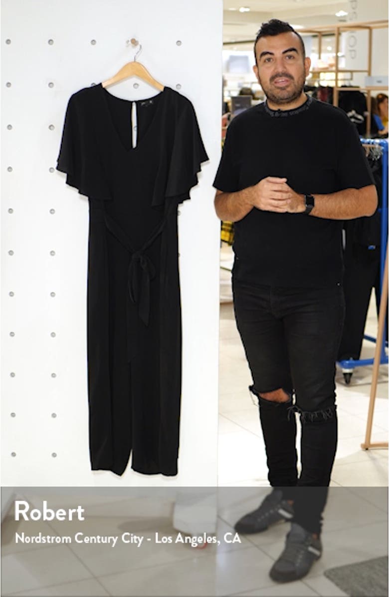 Romantic Flutter Sleeve Wide Leg Jumpsuit, sales video thumbnail