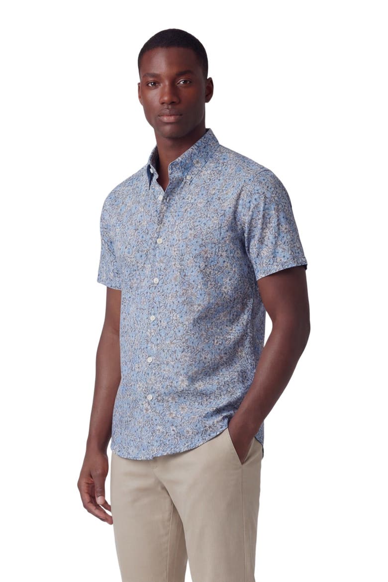 Floral Field Mens Printed Button Up Shirt, Alternate, color, FLORAL FIELD BLUE