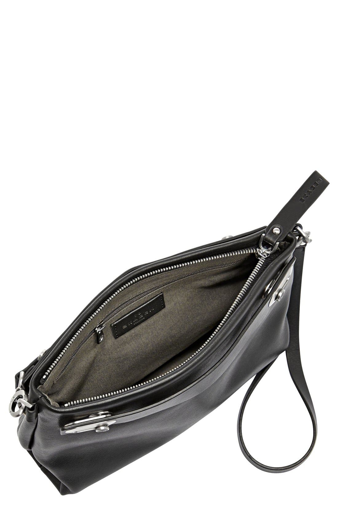 'Mini Mikkeline' Leather Satchel, Alternate, color, BLACK