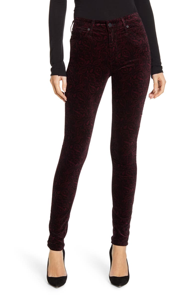 AG The Farrah High Waist Velveteen Skinny Jeans, Main, color,