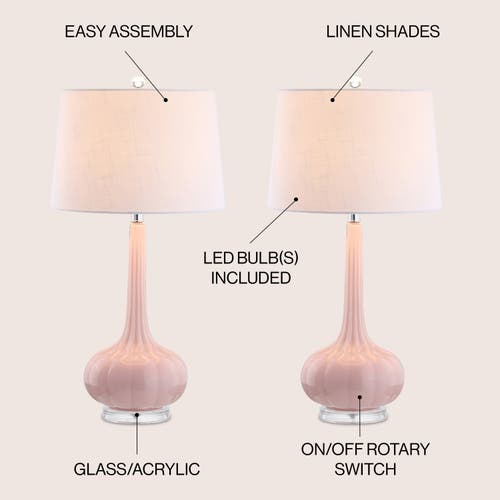 Jonathan Y Bette 28.5" Glass Teardrop Led Table Lamp In Pink