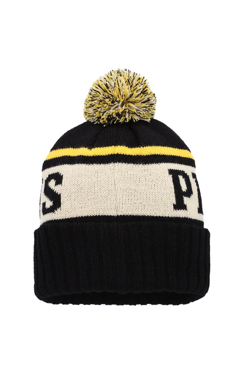 American Needle Men's American Needle Black/White Pittsburgh Penguins Pillow Line Cuffed Knit Hat with Pom, Alternate, color,