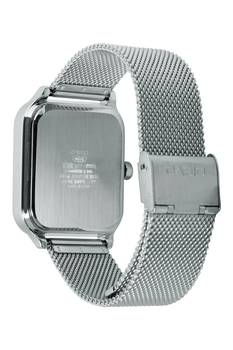 Moonphase Mesh Strap Watch, 44.5mm x 34mm, Alternate, color, SILVER/ BLACK