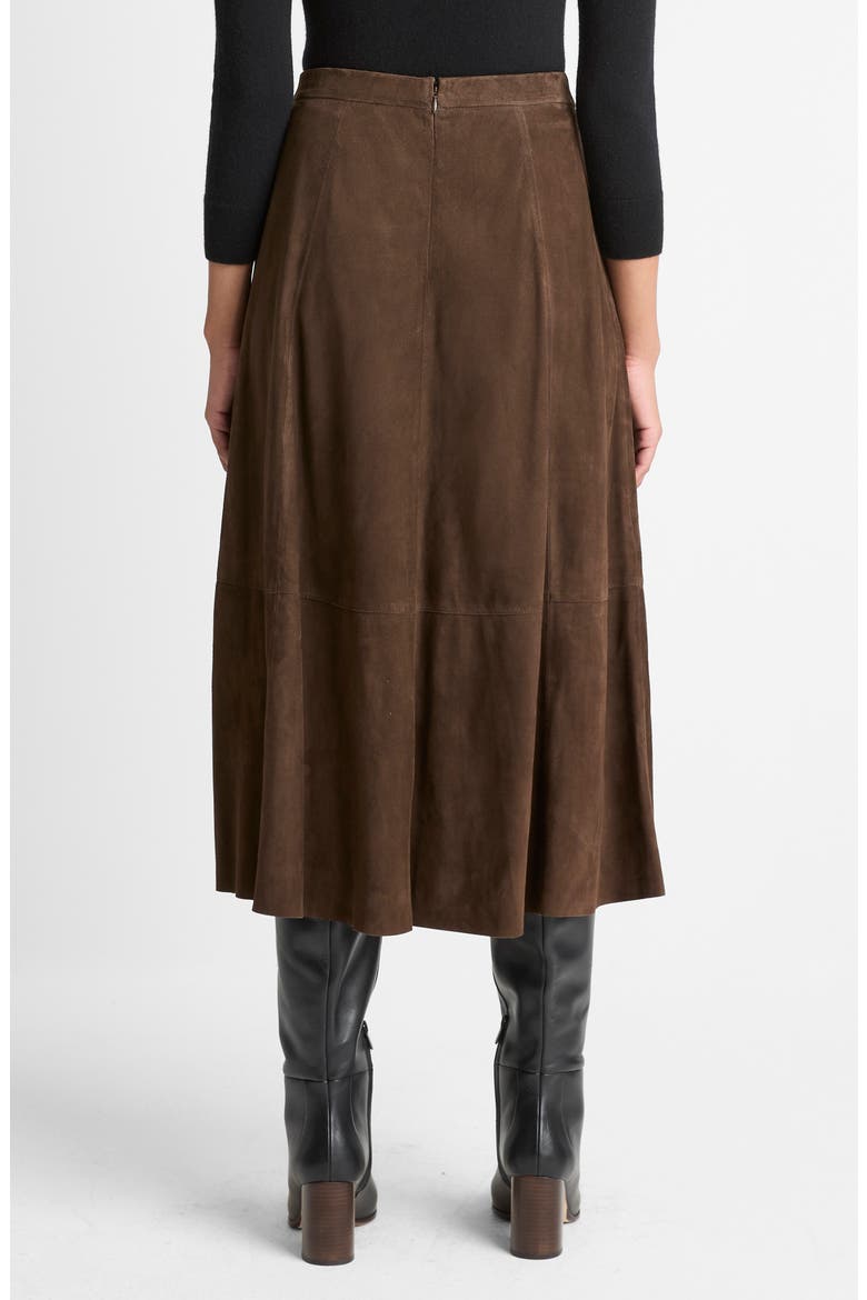 Flared Suede Skirt, Alternate, color, DEEP ESPRESSO
