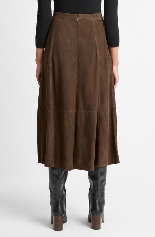 Vince Flared Suede Skirt In Brown