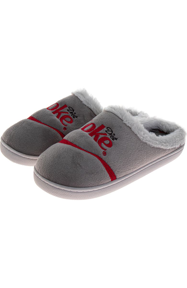 Coca Cola Diet Coke<sup>®</sup> Faux Fur Trim Slipper, Alternate, color, Grey
