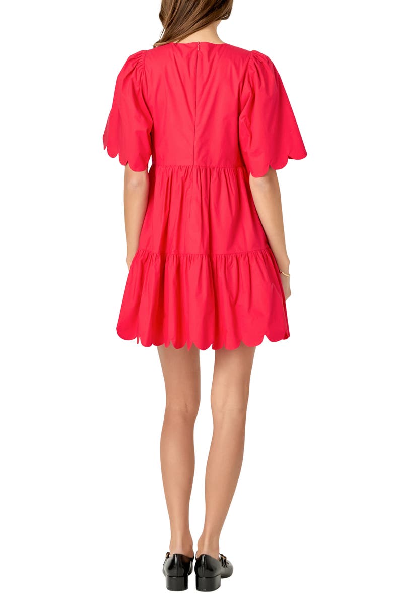 English Factory Scallop Minidress, Alternate, color, Red