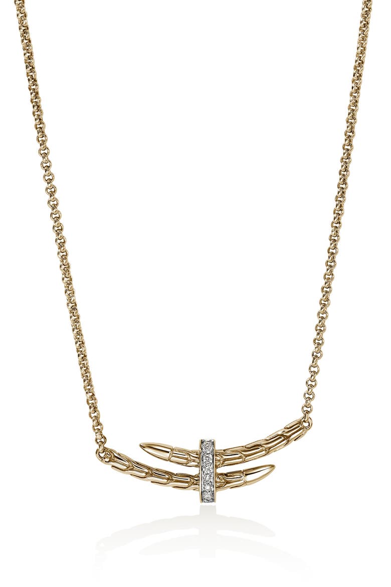 Pavé Diamond Spear Station Necklace, Main, color, GOLD
