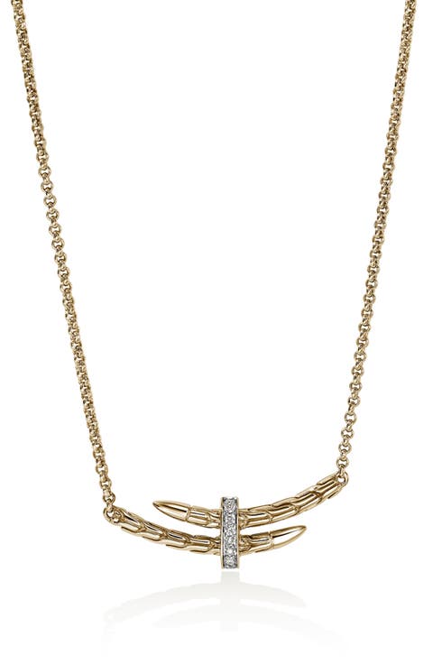 Pavé Diamond Spear Station Necklace
