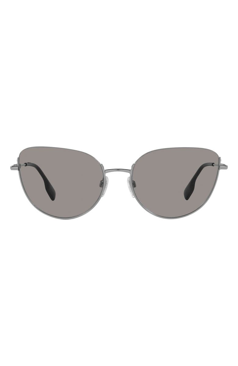 Burberry Harper 58mm Polarized Cat Eye Sunglasses, Main, color, Silver
