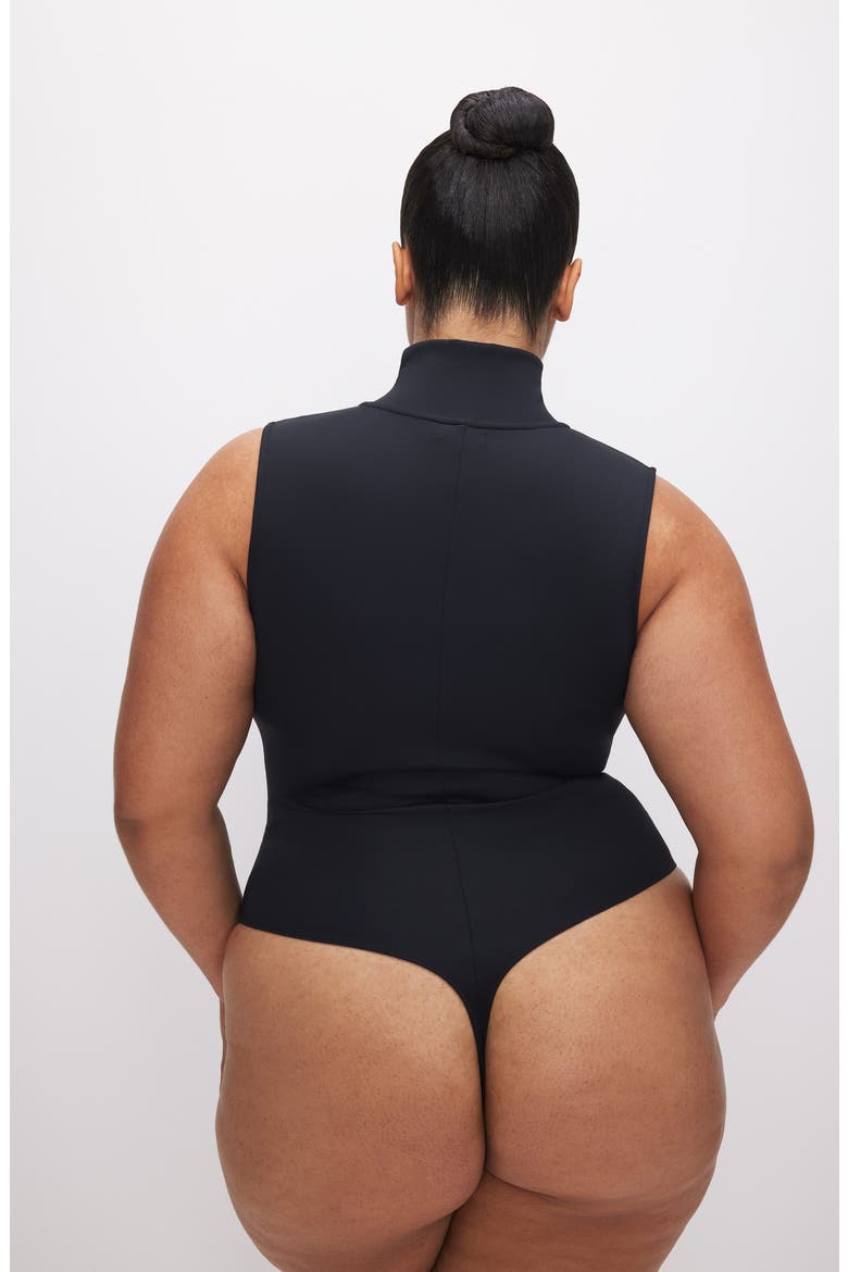 Stand Collar Sleeveless Scuba Bodysuit, Alternate, color, BLACK001