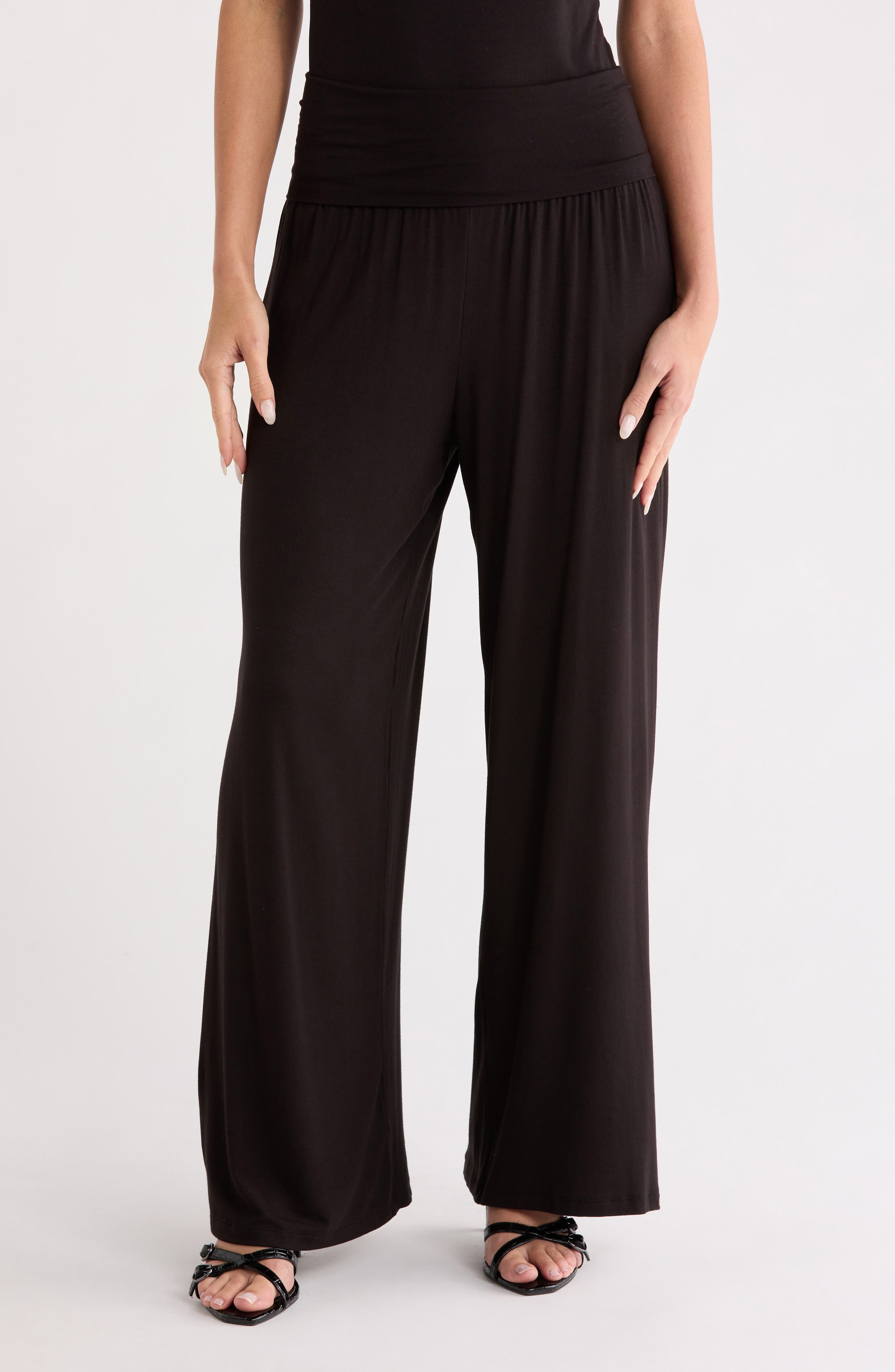Renee C Folover Waist Jersey Pants