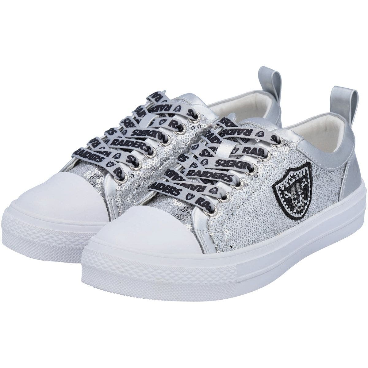 CUCE Women's Cuce Silver Las Vegas Raiders Team Sequin Sneakers, Main, color, 
