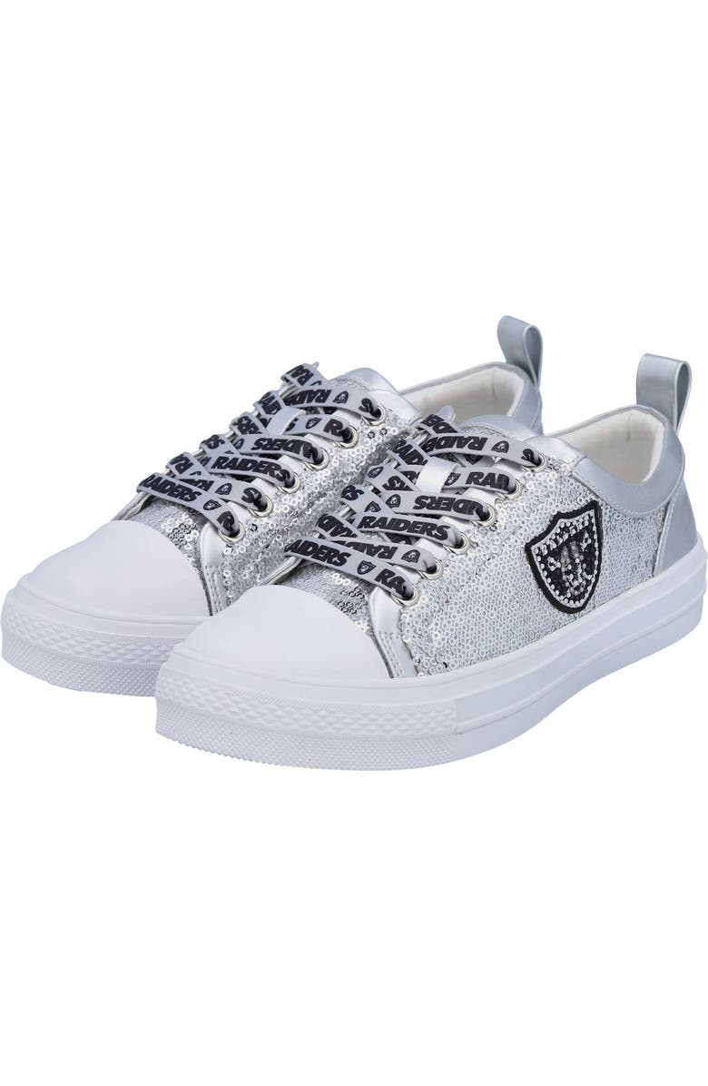 CUCE Women's Cuce Silver Las Vegas Raiders Team Sequin Sneakers, Main, color,
