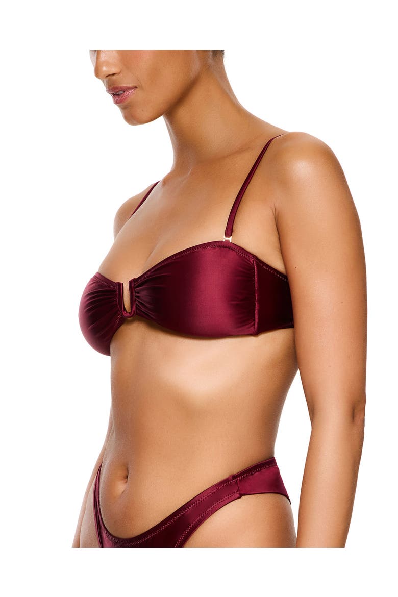 Satin Royale Bandeau Bikini Top Swimsuit, Alternate, color, Bordeaux