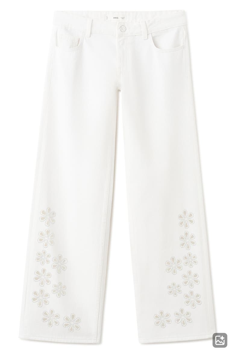 Eyelet Hem Wide Leg Jeans, Alternate, color, OFF WHITE