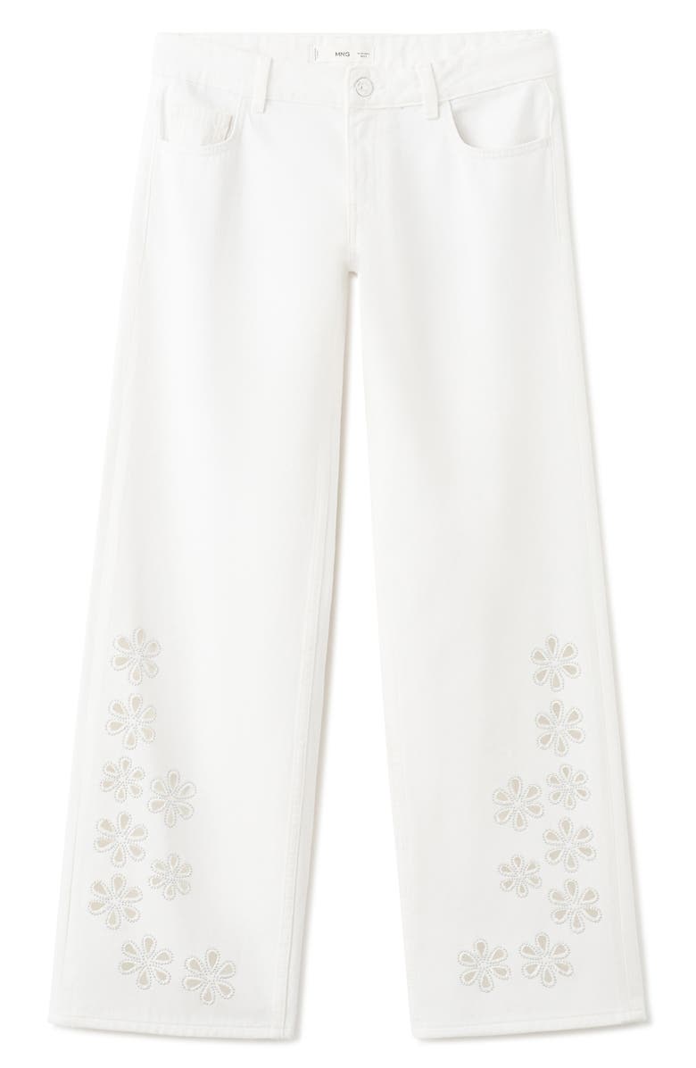 MANGO TEEN Eyelet Hem Wide Leg Jeans, Alternate, color, 