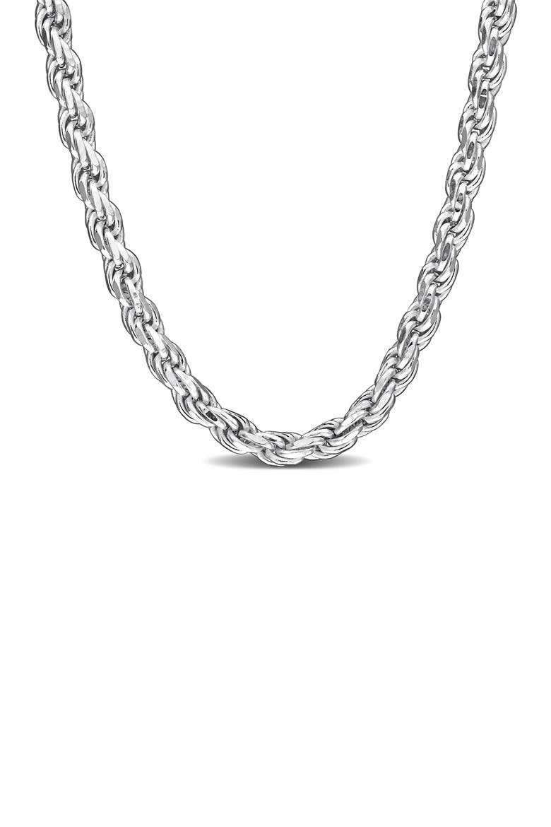 Diamond Cut Rope Chain Necklace, 2.30mm, Main, color, SILVER