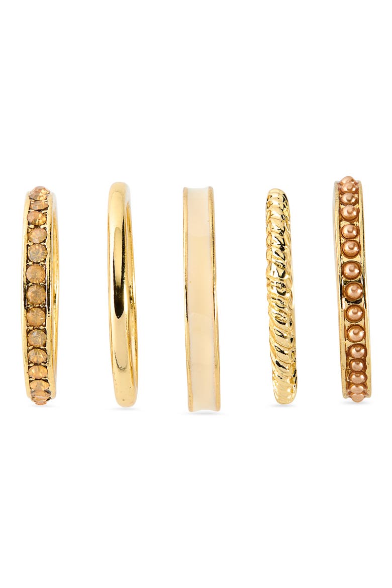Mixed Texture Set of 5 Rings, Alternate, color, GREY PEARL- NEUTRAL