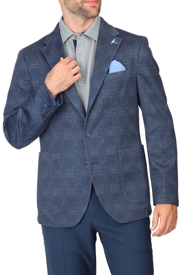 Unconstructed Shadowplaid Sport Coat, Main, color, NAVY