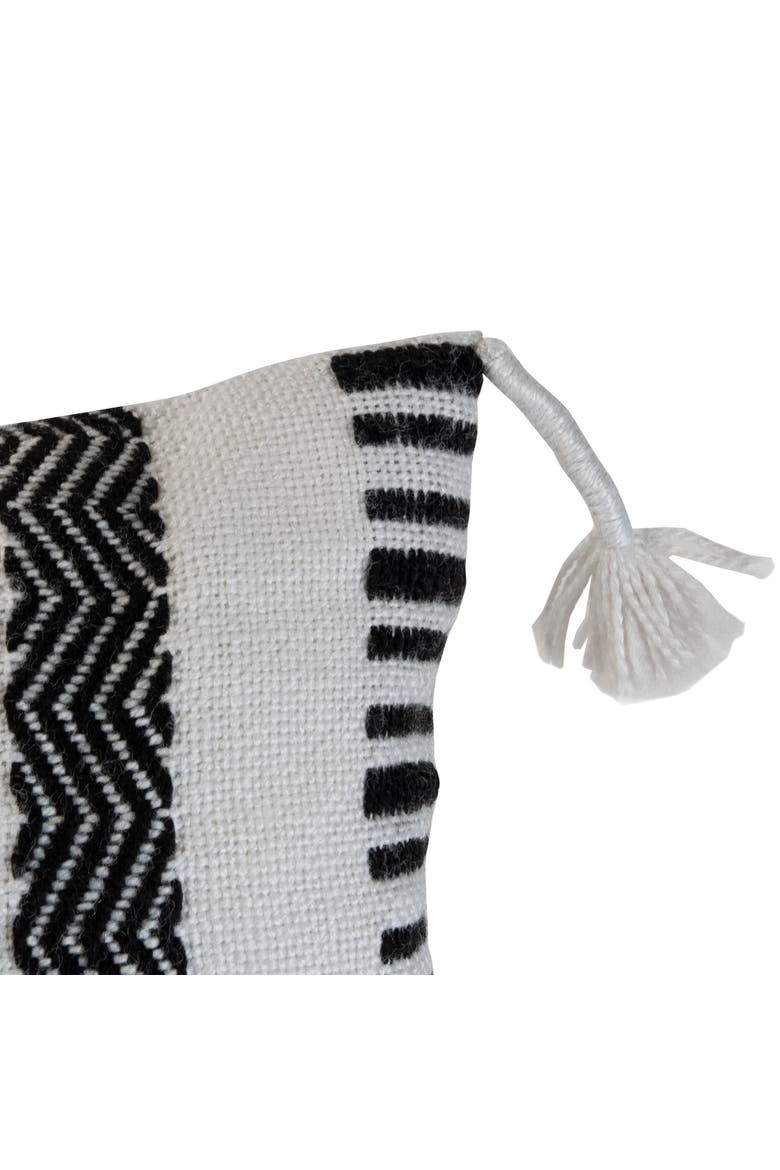 Black Striped Handwoven Outdoor Decorative Throw Pillow, Alternate, color, Black