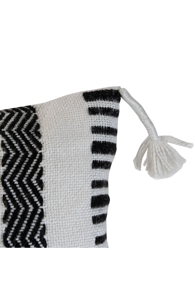Foreside Home and Garden Black Striped Handwoven Outdoor Decorative Throw Pillow, Alternate, color, Black