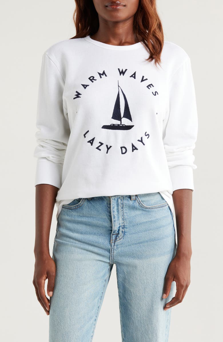 Caslon<sup>®</sup> Warm Waves Lazy Days Embroidered Sweatshirt, Main, color,