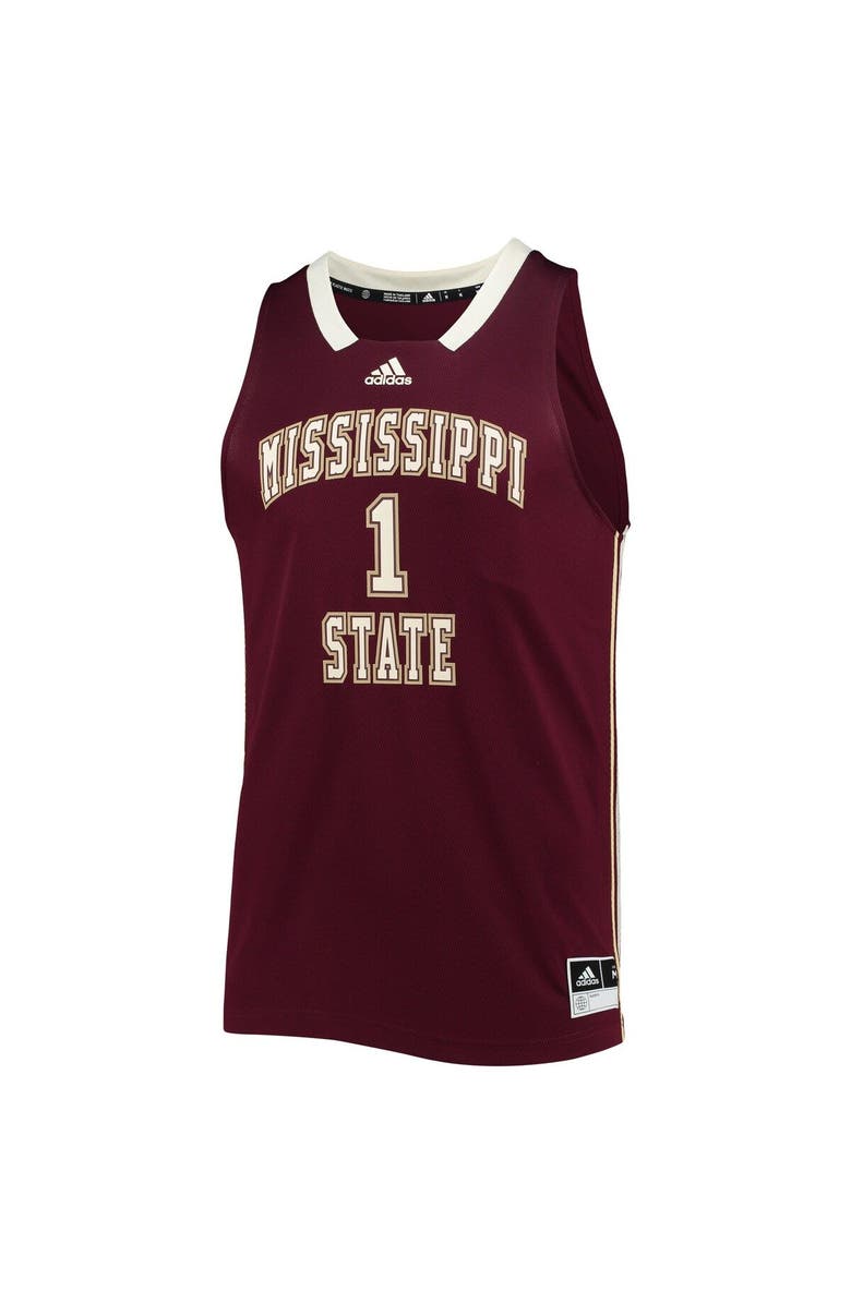 adidas Men's adidas #1 Maroon Mississippi State Bulldogs Reverse Retro Jersey, Alternate, color, Maroon