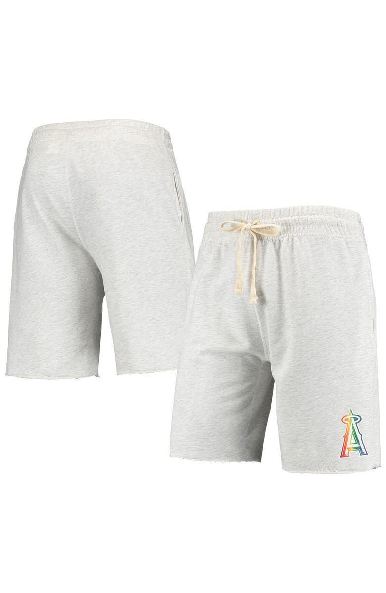 CONCEPTS SPORT Men's Concepts Sport Oatmeal Los Angeles Angels Mainstream Logo Terry Tri-Blend Shorts, Main, color, Oatmeal