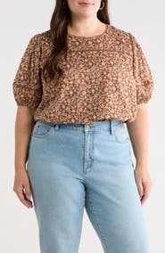 SUGARLIPS Ramsey Mawlin Floral Puff Sleeve Cotton Top