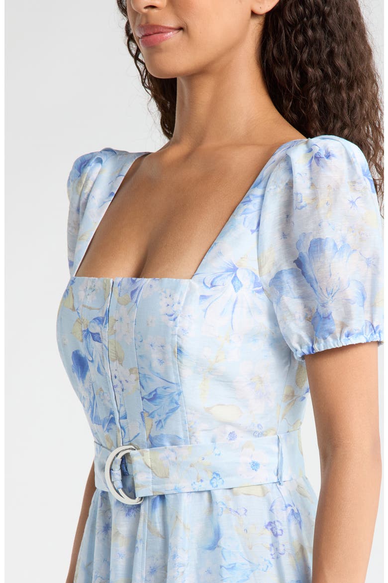 Marigold Belted Maxi Dress, Alternate, color, BLUE MACY FLORAL