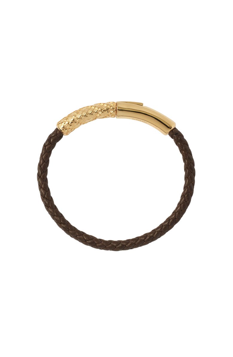 Burberry Leather Check Bracelet, Main, color, Gold/Military Brown