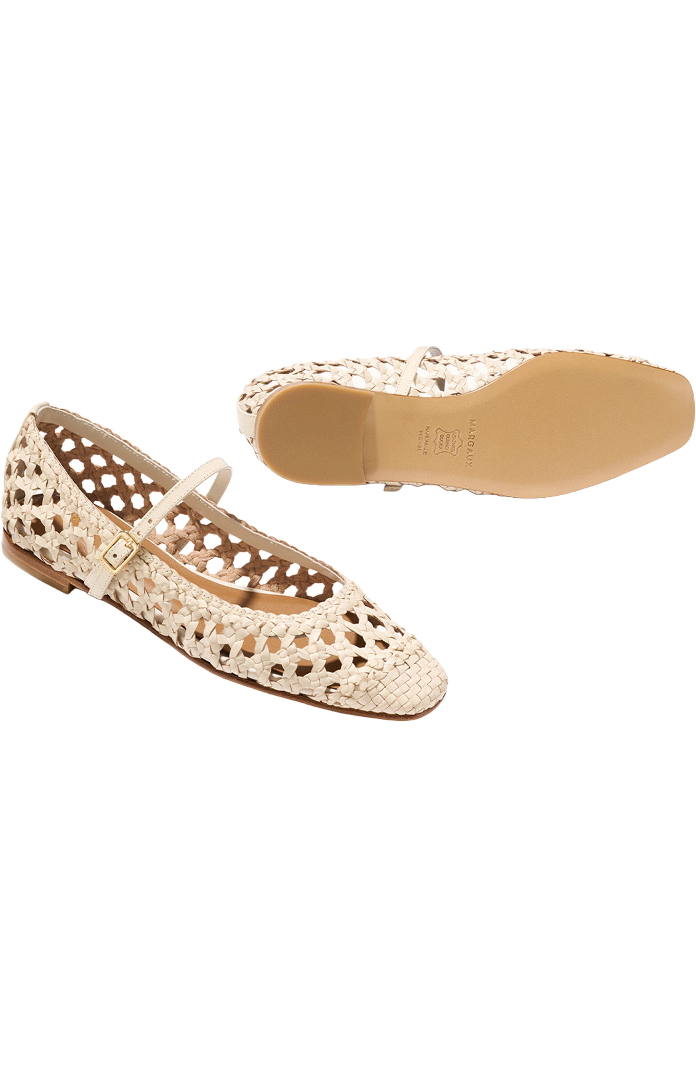 The Woven Fonteyn Jane Flats, Alternate, color, Ecru Leather