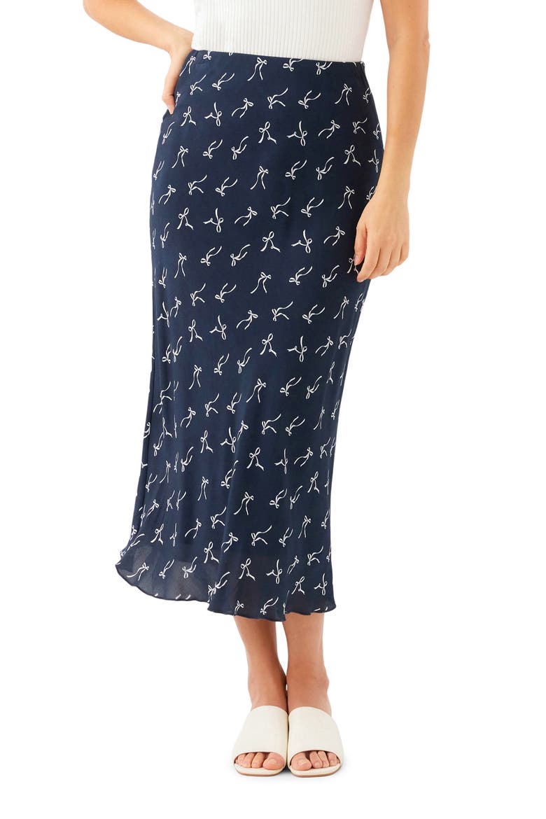 Bow Print Bias Cut Midi Skirt, Main, color, PRINT