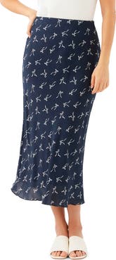Karen Kane Bow Print Bias Cut Midi Skirt