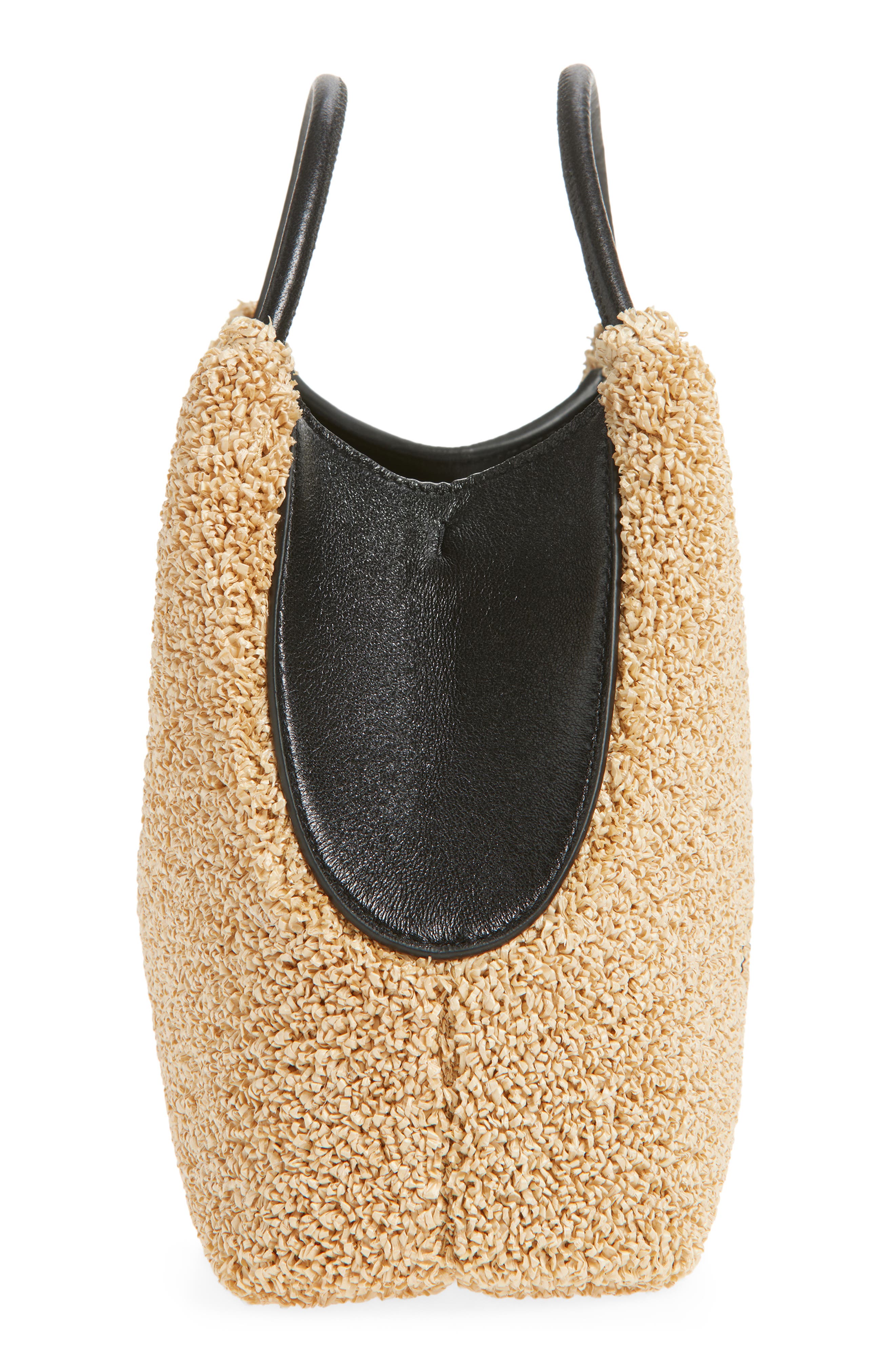 Givenchy Nano Facet Straw & Leather Top Handle Bag, Alternate, color, Natural